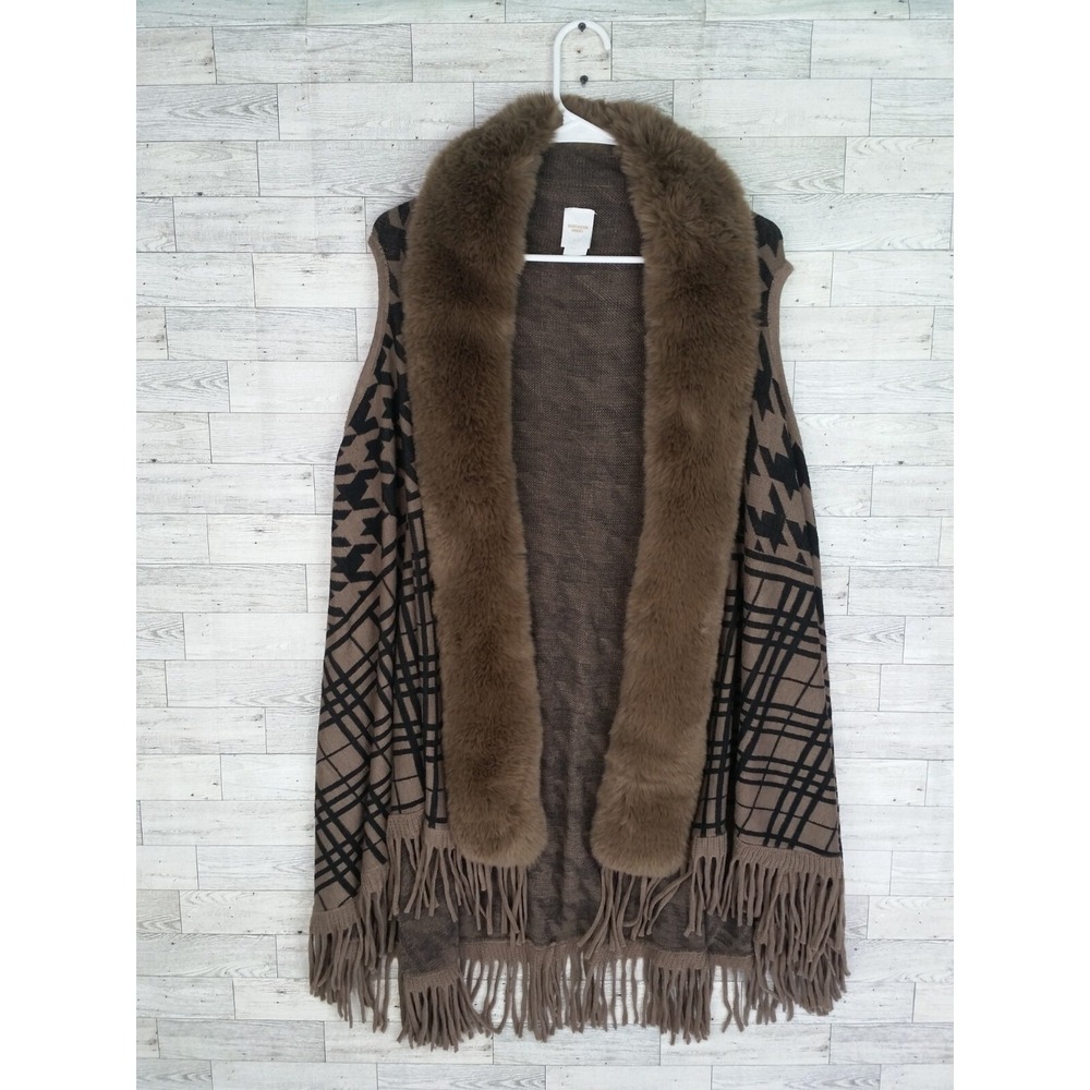 Women's Northern Angel Anthropologie Faux Fur Vest Sleeveless Cardigan S/M